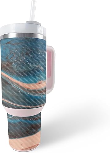 Miniatura 4 de MightySkins - Piel de fibra de carbono compatible con vaso Stanley The Quencher H2.0 FlowState de 40 onzas, brújula de agua salada, acabado de fibra
