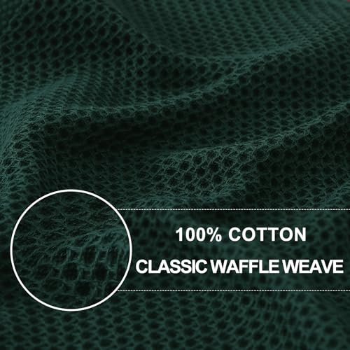 Image of Homaxy 100% Cotton Waffle Weave Kitchen Dish Cloths, Ultra Soft Absorbent Quick Drying Dish Towels, 12 x 12 Inches, 6-Pack, Blackish Green