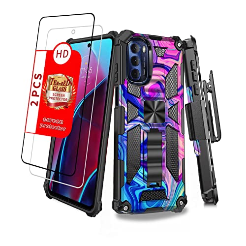 Military Grade Phone Case with Stand Fit for Moto G Stylus 5g 2022 Shockproof Camo Moto G Stylus 5g 2022 Case with Screen Protector Motorola Moto G Stylus 5g 2022 Case with Belt Clip (Pink CAMO)