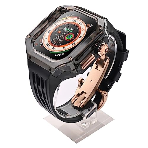 Kit de modification luxe pour Apple Watch Ultra boîtier transparent et bracelet fluororubber