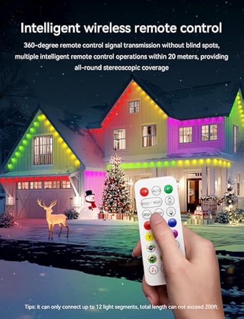 Permanent Outdoor Lights for House -Eaves Lights 50FT with 25 IC+RGBCW LED IP67 Waterproof, Smart Outside LED Christmas Light with App/Remote, Eternity Lighting for Holiday/Daily