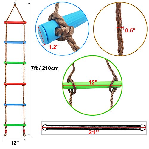 Xinlinke XL612251226674 Climbing Rope Ladder Kids Tree Swing With Hanging Strap, Indoor And Outdoor Backyard Playground Play Swing Sets Climber Training Accessories Attachment thumb #1