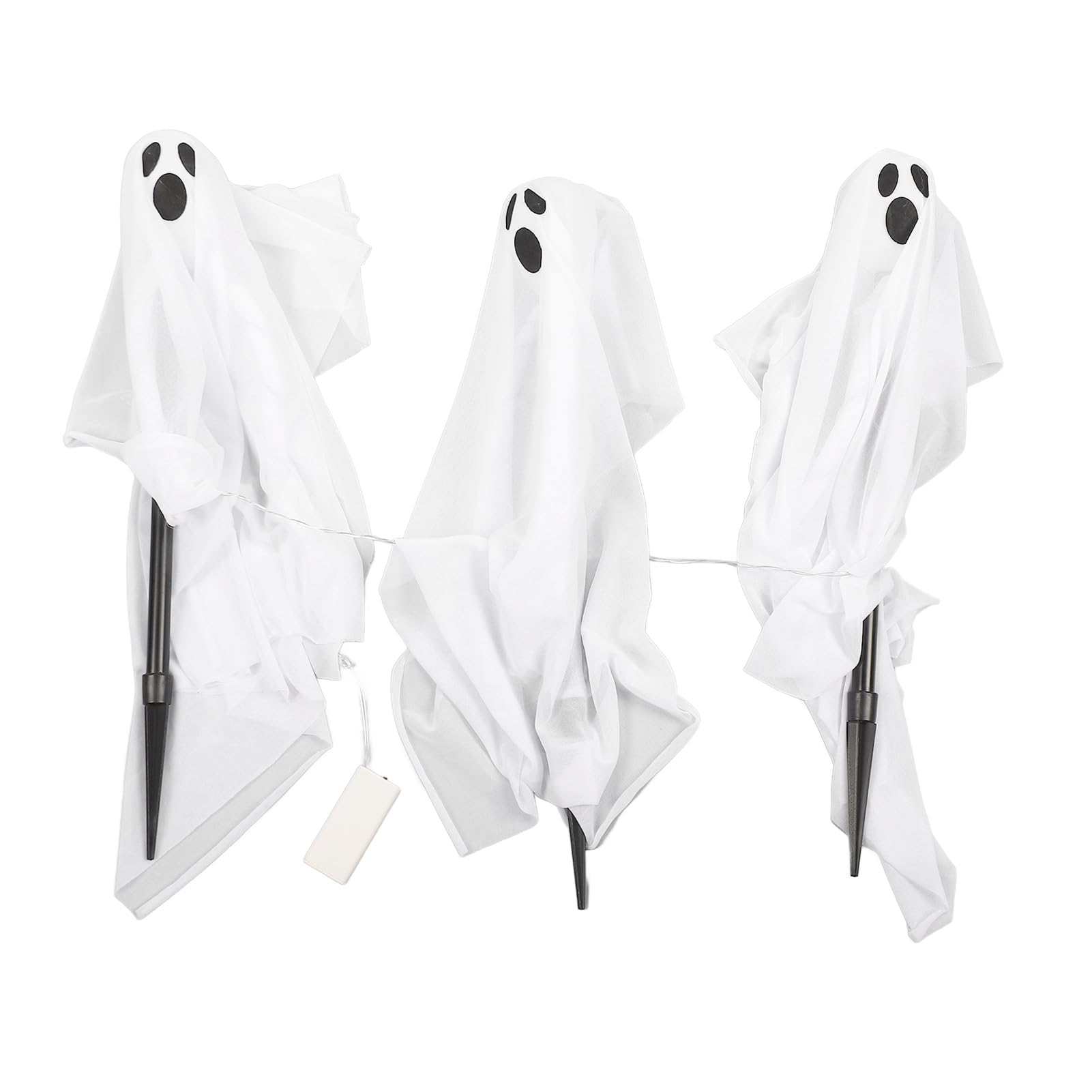 Pałki świetlne na Halloween, zestaw 3 diod LED, oświetlenie zewnętrzne, straszne wiszące ozdoby na trawnik, podwórko, patio, nawiedzony dom
