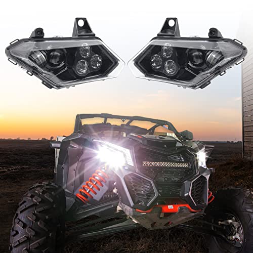 CPOWACE LED Headlights Assembly for X3,LED Head lamp High/Low Beam Clear Lens Compatible with Can Am Maverick X3 Max XDS XRS R Turbo DPS 2017-2021,Replace 710004658 & 710004659(2PCS)
