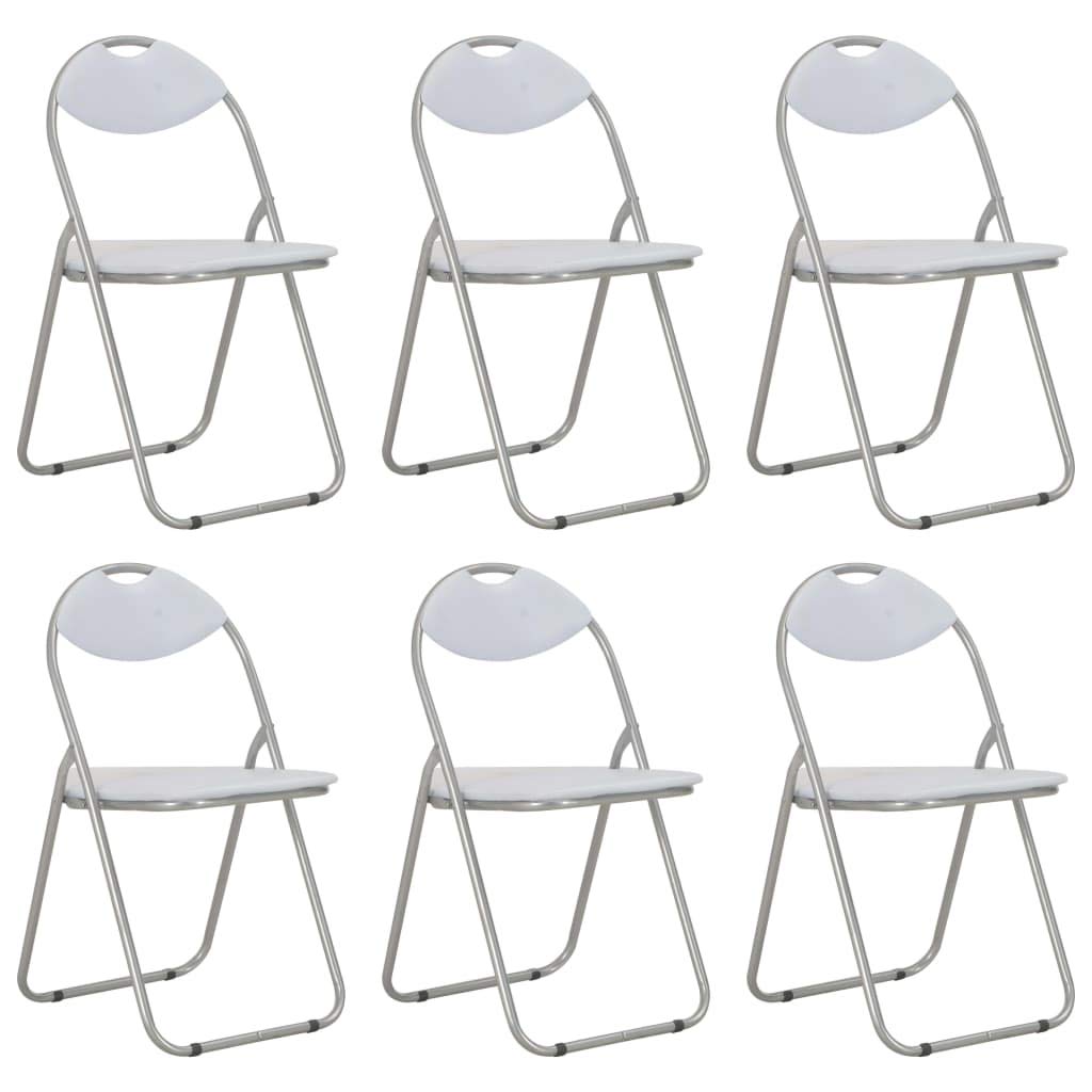 vidaXL 6X Sillas Comedor Plegable Cuero Sintético Mobiliario Decoración Elegantes Funcionales Modernas Prácticas Patio Bar Restaurante Duradera Blanco