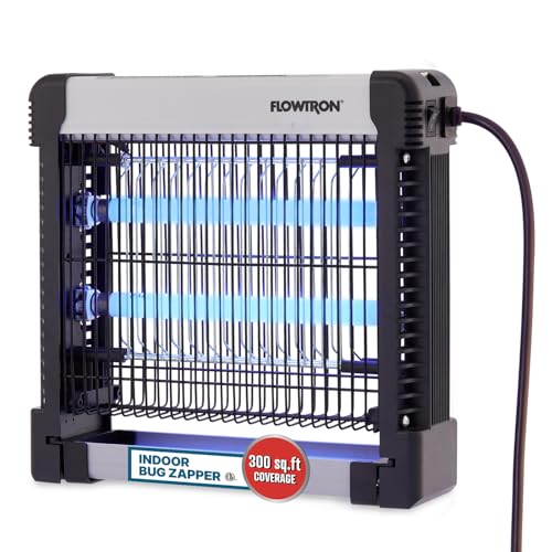 Flowtron Indoor Bug Zapper: 3000V Electric Insect Killer & Mosquito Trap - 300 Sq Ft Coverage - 12W Dual UV Light Fly Zapper for Kitchen, Bedroom, RV & Restaurant - Safe Gnat & Moth Killer