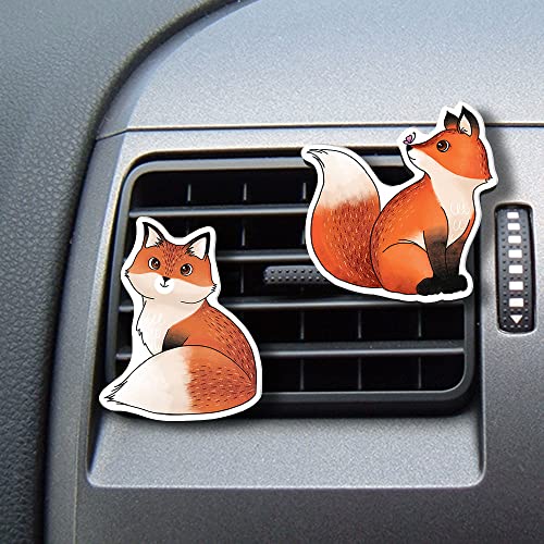 Image of WIRESTER Set of 2 Fresh Scented Car Air Freshener Vent Clip, Decorative Accessories, Interior Decoration for Cars, Dog, Cat, Fox, Frog, Raccoon, Pig Funny Playful Postures