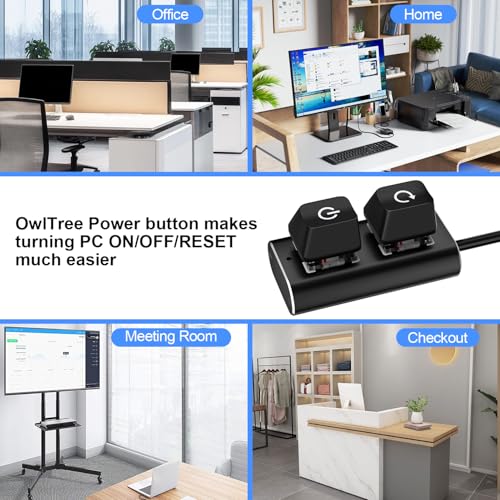 Image of PC Power Button, External Desktop Computer Power Switch Splitter ON Off Reset SW HDD LED PC External Power Supply Button for Motherboard (Aluminum)