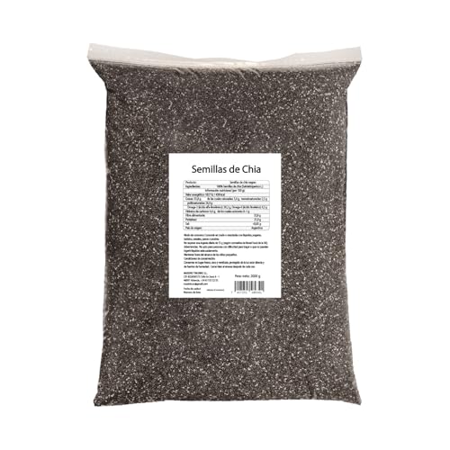 MaxiVio Semillas de Chía 2 kg - Ricas en Omega-3 y Fibra - Ideal para Batidos, Yogur y Repostería