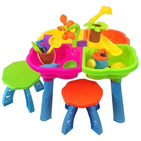 Inside Out Toys Sand and water play table 4 in 1 with loads of great accessories and 2 Stools Cover
