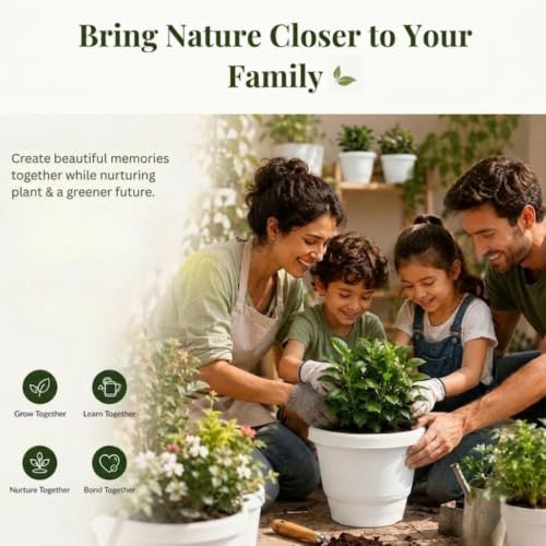 Image of 17 Inch Large Plant Pots for Big Size Plants, White Color, Pack of 3, Flower Pots for Garden, Versatile Pot for Plant for Balcony, Terrace, Indoor Decoration