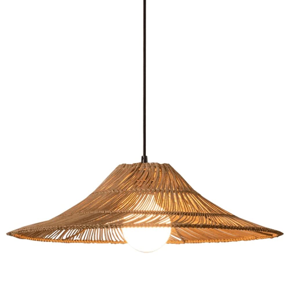 Lámpara de Techo, Lámpara Colgante Retro Tejida a Mano E27 de 1 lámpara con diseño Personalizado de ratán, lámpara Colgante de Techo de bambú for Comedor, Sala de Estar, casa de Familia, iluminación