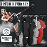 EVO Fitness Matte Black Shin Instep Guards Kickboxing Muay Thai MMA Training Pads Foam Protection Leg Foot Protector for Martial Arts Sparring Boxing Gear (XL, Black) - Image 4