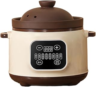 MORLU紫粘土電気シチュー鍋、陶瓷スロークッカー、調理鍋用電気 110V 大容量1.8L/3.8L 電気煮込み鍋、自動調理ポット 保温モード 6つの煮込み機能 コンパクトな分割設計 予約機能付き なべ 料理 家庭用、一人暮らし、お粥、スープ煮、ギフトなどに最適です (ブラック,3.8L)