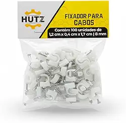 Fixador de Cabos Fios Parede 100 Unidades 8mm Branco com Prego Premium