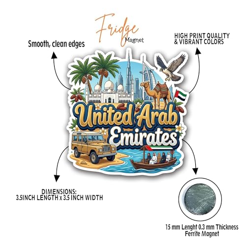 Image of United Arab Emirates Fridge Magnet | Premium Engineered Wood & Precision Lasercut Design | Travel Souvenir for Home Kitchen Locker Decor & Gifting | Multicolor