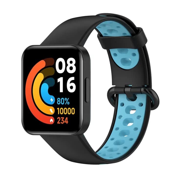 Image of YODI Soft Silicone With Metal Buckal Classic Strap Bands for Redmi Watch 2 Lite /Redmi GPS Smart Watch Only, Comfort and Flexible Straps for Men Women and Kids (BLACK-SKY)
