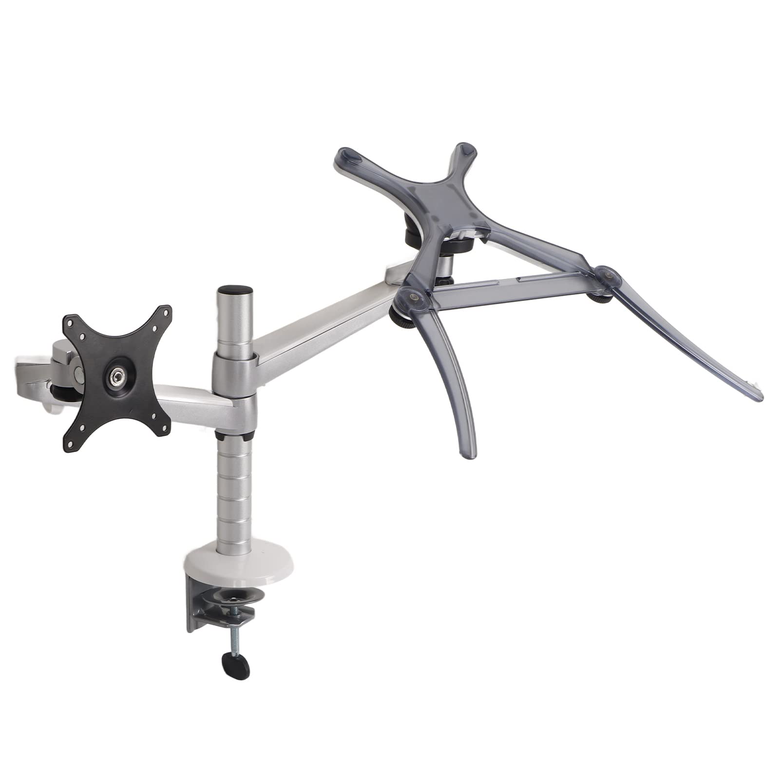 Brazo de Monitor Doble Apilable Vertical, Soporte de Monitor Doble Ajustable para Oficina en Casa, Diseño de Aleación de Aluminio Plateado, Pantalla de 32 Pulgadas