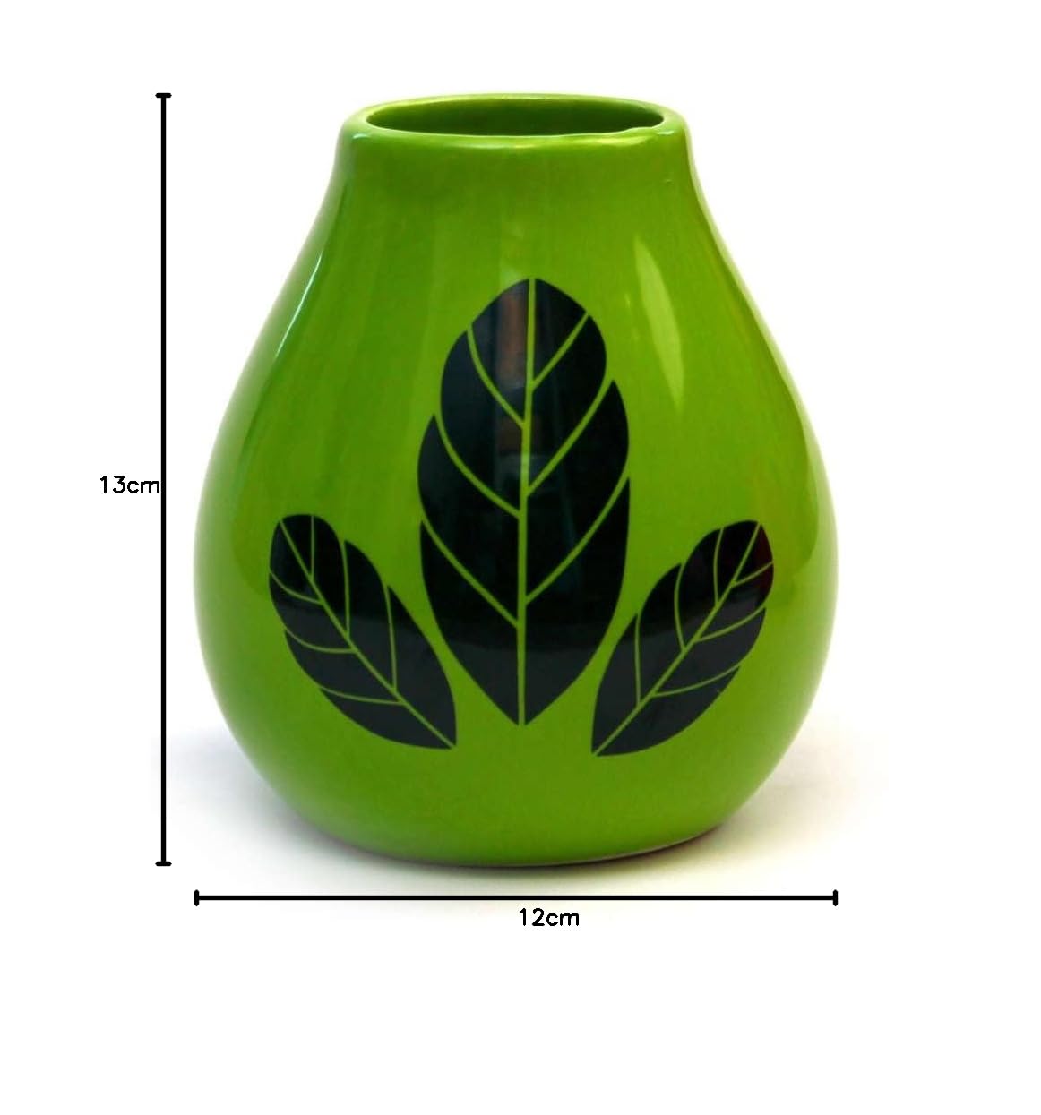 Mate Green Yerba mate-tee keramik kalebasse Hoja Green becher Verziert mit Yerba Mate-Blättern 350ml tasse (Packung mit 4)