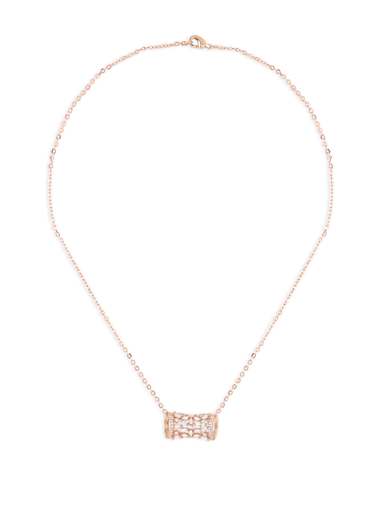 ZAVERI PEARLS Rose Gold Contemporary Cubic Zirconia Embellished Pendant & Chain For Women-ZPFK16913 (B0CN1BMY8H) Amazon Price History, Amazon Price Tracker