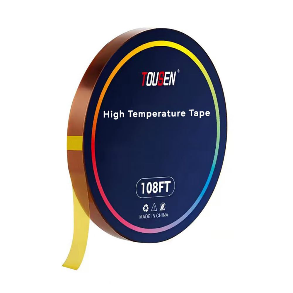 TOUSEN Polyimide Tape – High Temp Tape Polyimide Heat Resistant Tape Thermal Tape for Masking, Solder, 3D Printers, Battery SMT, Electronics &