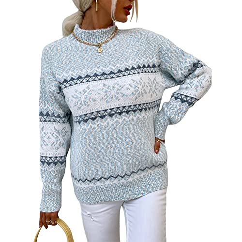 Image of JUNBOON Women's Casual Leopard Print Knitted Pullover Sweaters Long Sleeve Crew Neck Jumper Tops