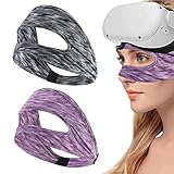 QuickYen 2個入り VRマスク ゴーグル用アイマスク 保護アイマスク 洗えるフェイスマス 吸水速乾 通気性あり 柔らかいワークアウトアクセサリー 男女兼用 Oculus Quest 2/Meta Quest 3/2/Pico 4/Pico neo 3/PS VR/PS VR2などに対応(ブラック+パープル)