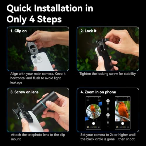 Image of APEXEL 6X Telephoto Lens for iPhone - 144mm Equivalent, Universal Clip