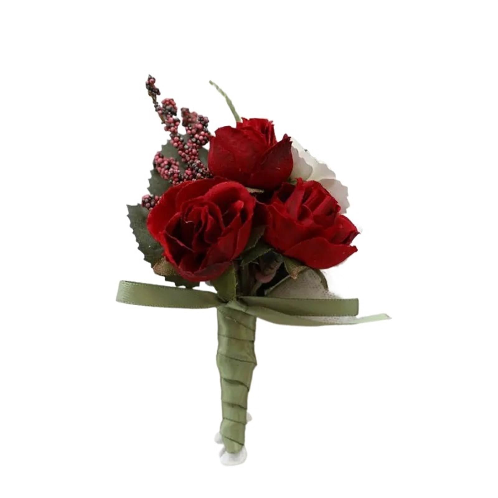 HIFRQVVC Rose Corsage Bracelet, Wedding Corsage Artificial Silk Rose Groom Boutonniere Wrist Flower Pin(B-corsage)