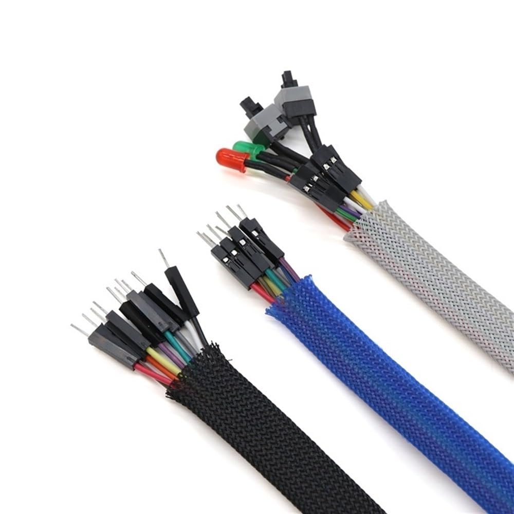 Manguitos de Manguera de Cable Trenzado, Funda de Malla Trenzada for Cable de 2-30 mm, protección Tubular Plana expandible de 5 m, 1 Unidad(Blue,25mm)