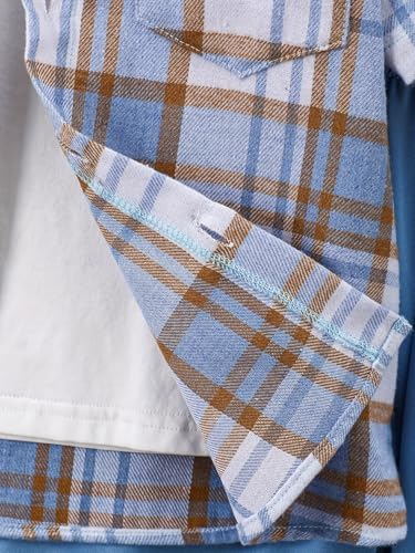Image of Boys 2 Pieces Clothing Shorts Set Short Sleeve Plaid Button Down Shirt and Cargo Shorts Set 4-12Y
