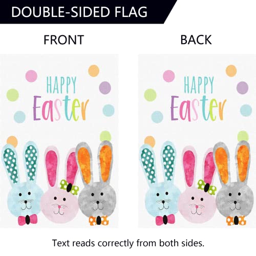 Surfapans Happy Easter Bunny House Flag 28X40 Inch Double Sided Outside Burlap Easter Rabbit Large Yard Flags Spring Outdoor Porch Home Holiday Decoration #TOP5