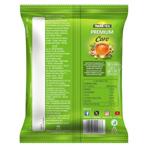 Image of Tata Tea Premium Care 500g Black Tea, Delicious Tea with Goodness of Tulsi, Mulethi, Ginger, Brahmi & Elaichi, Trusted Quality, Loose Leaves (Pack of 3)