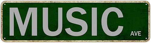 QKIODS Letrero de metal vintage, letrero de música retro, rústico, decoración de pared, regalo de 4 x 16 pulgadas