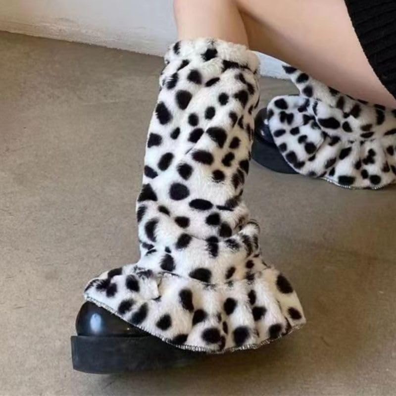 Image of Sexybody Leg Warmers for Women & Girls Y2K Kawaii Fluffy Fur Flared Leg Warmer Furry Goth Grunge Socks Harajuku Leopard