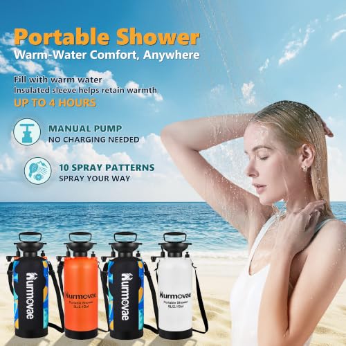 Ducha portátil 8L/2.1 Gal para playa y camping, 10 patrones de spray miniatura 2