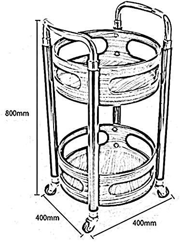 Carro de Almacenamiento con Ruedas - Carro utilitario de Madera de 2 Niveles con asa Redonda y barandilla de protección para Cocina y Bebidas, diseño Que Ahorra Espacio.