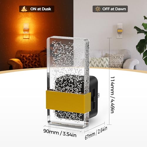 Image of LED Night Lights Plug into Wall, [2 Pack] Dimmable Nightlight | Bubble Decorative Night Light, Dusk to Dawn Sensor, Wall Sconce-Style Design Nightlights for Bathroom, Hallway