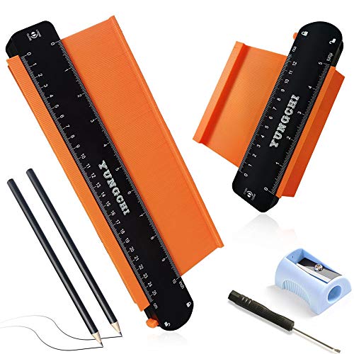 Contour Gauge with Lock - YUNGCHI 2 Wide Contour Gauge Duplicators Set - 5 & 10 inch Widen Profile Gauges Measuring Plastic Ruler for Measuring Corners, Woodworking, Tiling, Flooring - Orange Contour Gauge with Lock - YUNGCHI 2 Wide Contour Gauge Duplicators Set - 5 & 10 inch Widen Profile Gauges Measuring Plastic Ruler for Measuring Corners, Woodworking, Tiling, Flooring - Orange