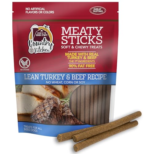 Country Kitchen Beef & Turkey Meaty Sticks Soft Chew Dog Treats Great Tasting Made with Real Beef & Turkey 25 oz