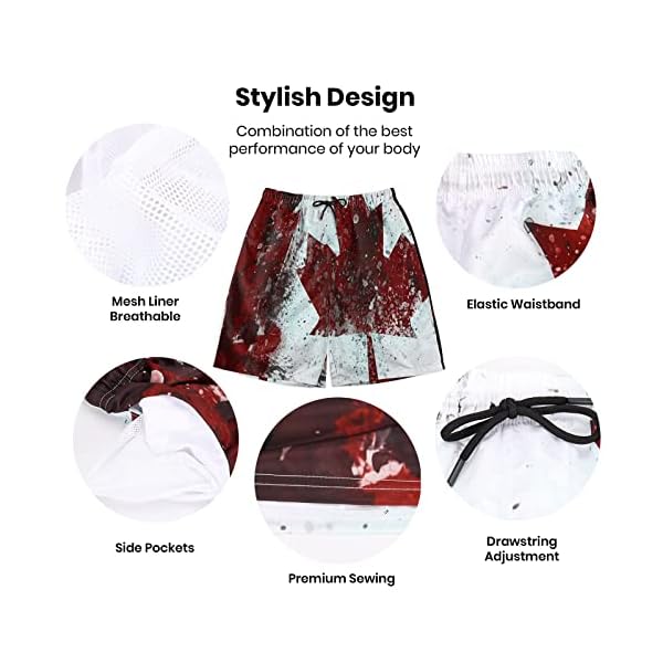 MEQUER Men Swim Shorts, Quick Dry Swim Trunks, Canadian Swim Shorts Mens Beach Cool Shorts with Pockets Mesh Liner - Large - Image 8