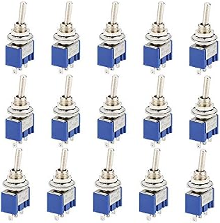 CESFONJER 15 Pcs SPDT Mini Micro Toggle Switch, ON/Off 3 Pins 2 Position Miniature Toggle Switch AC 125V/6A