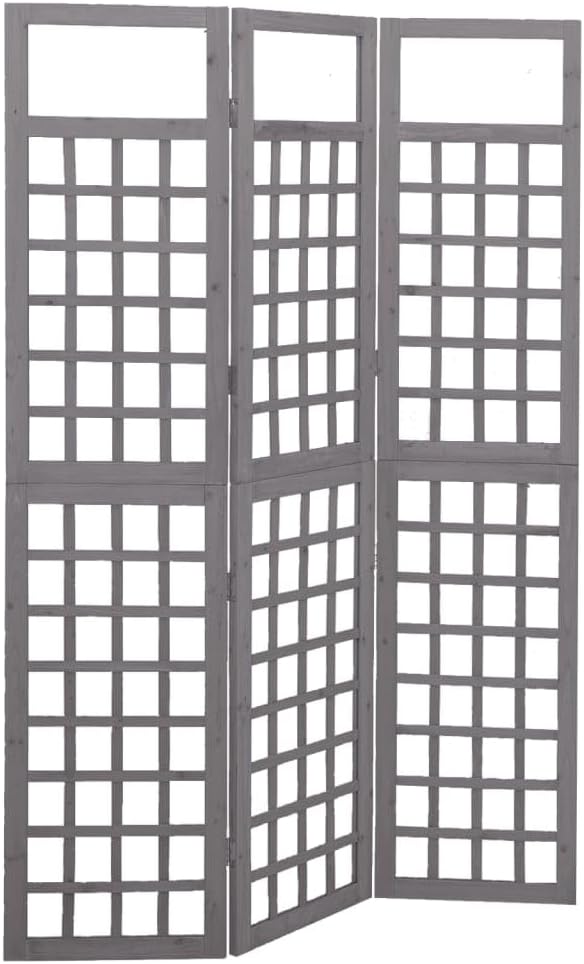 vidaXL 4-Panel Room Divider/Trellis in Solid Fir Wood, Black - Versatile Plant Support for Outdoors and Stylish Privacy Screen for Indoor Use, Requires Assembly, 63.4"x70.9"