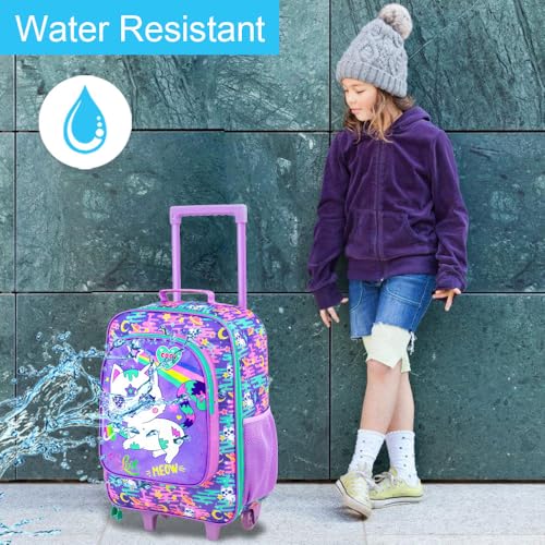 2Pcs Girls Suitcase Set, Kids Carry on Rolling Luggage with Wheels, Cat Travel Suitcases with Toddler Backpack(Pink)3