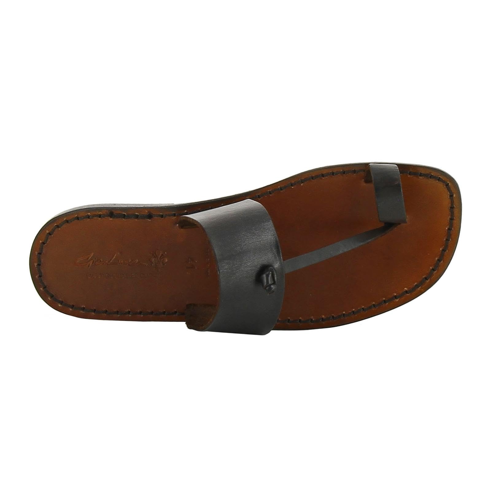 Ciabatte Infradito da Uomo in Pelle Color Cuoio Fatte a Mano - Colors: Nero, Testa di Moro, Cuoio - Codice Modello: 554-U-CUOIO