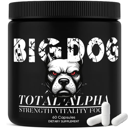 Big Dog 3-in-1 Total Alpha Blend for Men, Non-GMO - Natural Energy & Endurance Support, 60 Count (1)