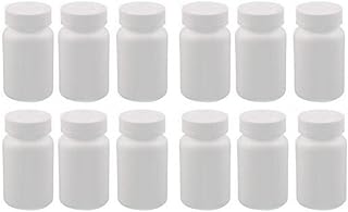12 recipientes redondos de plástico para píldoras, tabletas de medicina, soporte de almacenamiento de cápsulas, dispensador de píldoras, organizador de cebo (blanco) (150 ml)