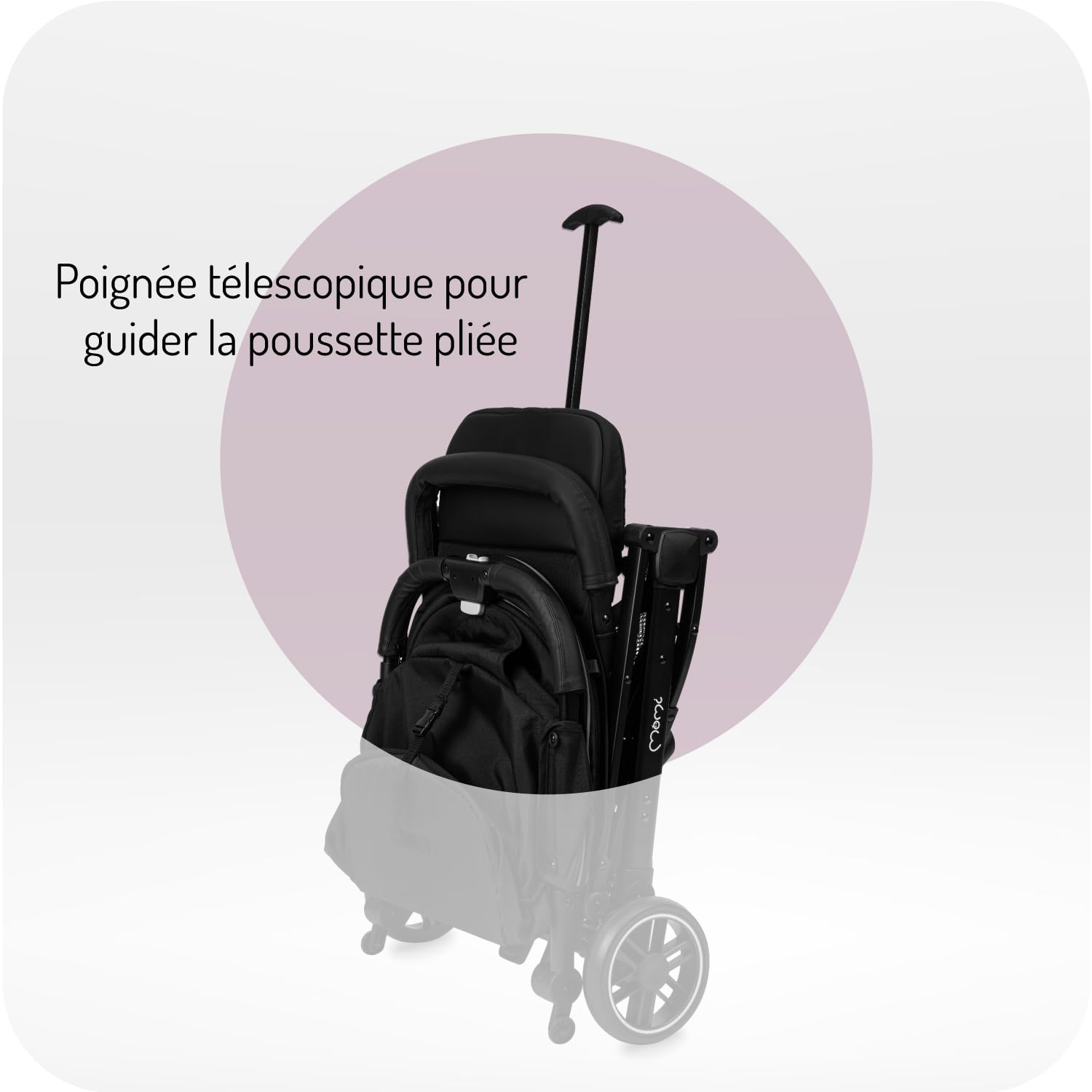 MoMi ESTELLE Poussette à partir de 6 mois (jusqu'à 15 kg), poussette pliante avec harnais de sécurité 5 points, panier de courses avec fonction de dépliage, poignée télescopique de traction