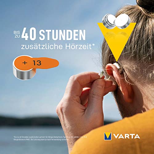 VARTA Hörgerätebatterien Typ 13 orange, Batterien 60 Stück Vorratspack, Power on Demand, wireless approved, Größe p 13 für Hörgeräte & Hörhilfen, Made in Germany