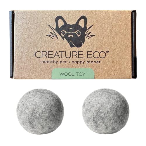 Creature Eco 100% Organic Wool Dog Balls 2-Pack - All Natural Large Dog Ball- Eco Friendly Wool Dog Toy - Safe For Your Pet & The Planet #TOP1